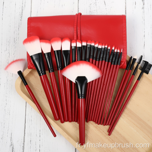 Brosse de maquillage de cheveux synthétiques personnalisée Set 24 pièces